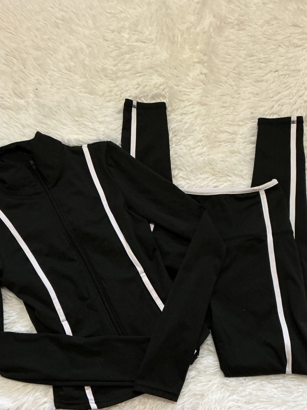 Sommer Ray Black Active Zip Jacket & Leggings Two Piece Set with White Lining